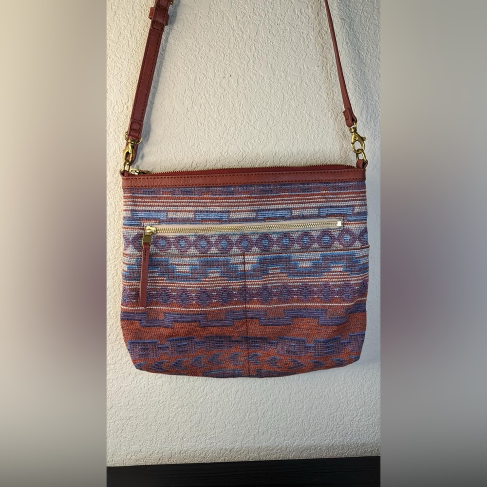 FOSSIL Fiona Boho Crossbody Purse 11" x 9.5" x 2.5" Fall Multicolor